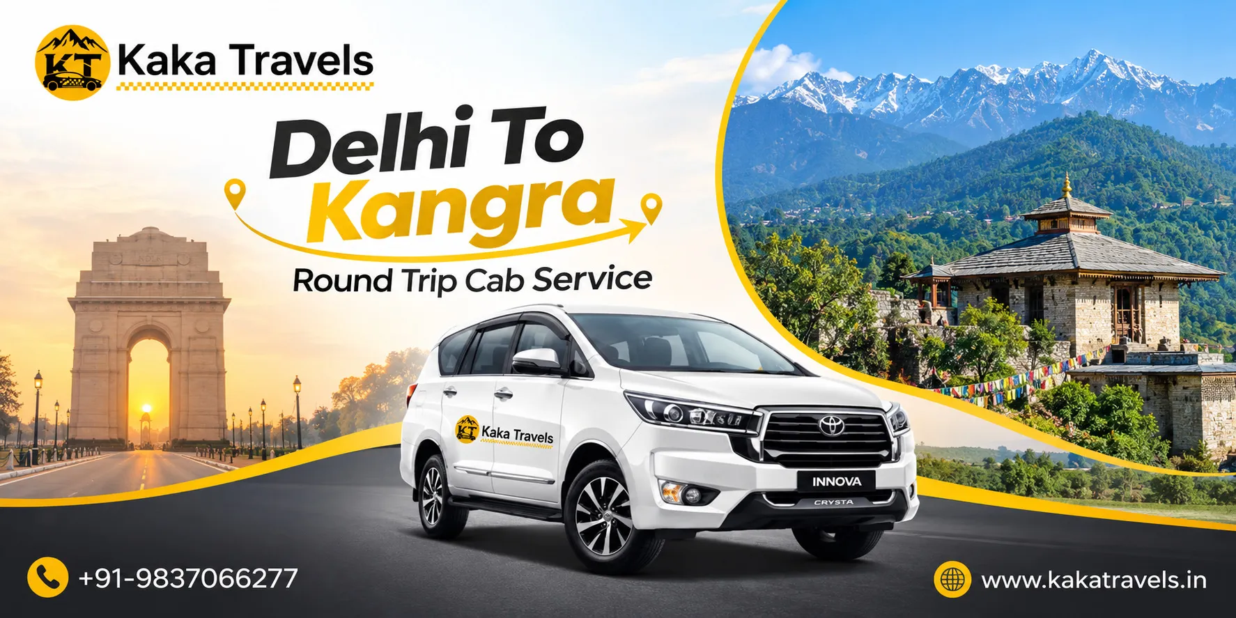 Delhi to Kangra Round Trip Taxi Service
