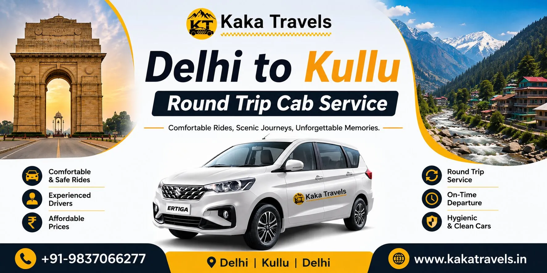 Delhi to Kullu Round Trip Cab Service